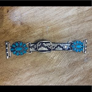 Western Concho Flower Apple Watch Band w Snakeskin